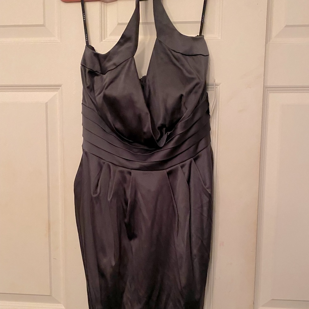 NWT satin gray halter dress- size 16w